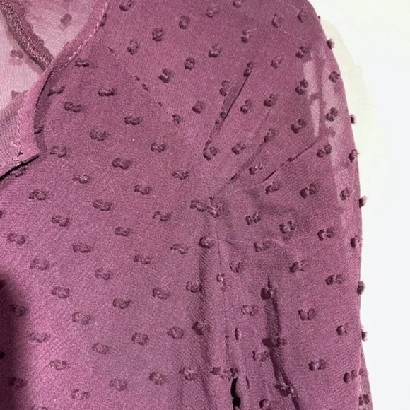 Aritzia Babaton Womens Silk Blend Blouse V-Neck Swiss Dot 3/4 Sleeve Size XS - Picture 10 of 12